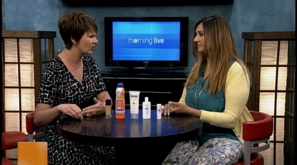 Deepa Berar (r) tells Annette Hamm the best way to wear sunscreen; Morning Live, July 2, 2013