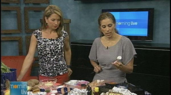 Emily Richards gives Lesley Stewart some tips for fun camp food; Morning Live, July 25, 2013