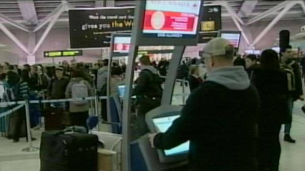 Travellers at Pearson Airport, December 20, 2013