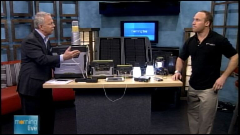 Bob Cowan with Goal Zero's Barna Robertson; Morning Live, January 6, 2014