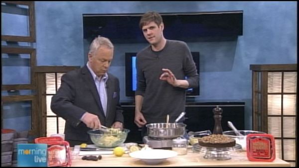 Bob Cowan with chef Michael P Clive; Morning Live, February 6, 2014