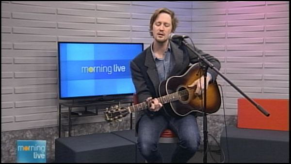 Folk singer/songwriter Del Barber, performing on Morning Live, February 11, 2014