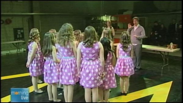 Performers rehearsing for Tiny Talent Time; CHCH Studio A, March 29, 2014