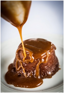 Warm Caramelized Date and Vanilla Bean Pudding with 40 Creek Whisky Caramel