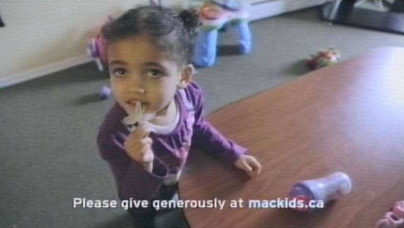 Desirae Davis, 2, at McMaster Children's Hospital