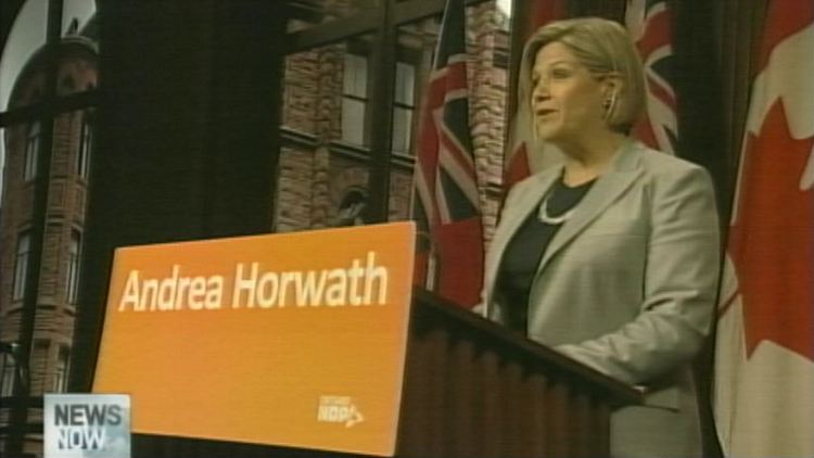 Andrea Horwath addresses the media at Queen's Park, June 25, 2014