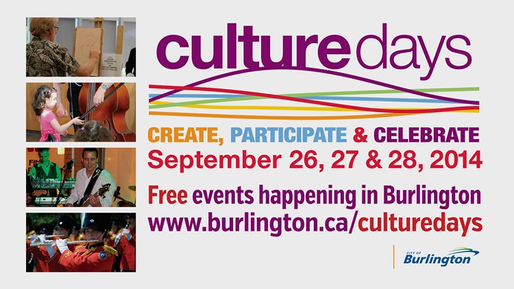 Information board about Culture Days, coming September 26, 27 and 28 to the city of Burlington