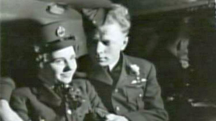 Irene Sobering and her husband after their wedding during World War II