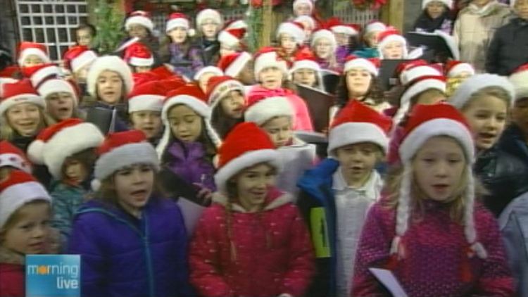 St Joseph Catholic school choir and ukelele band performing on Morning Live, December 15, 2014