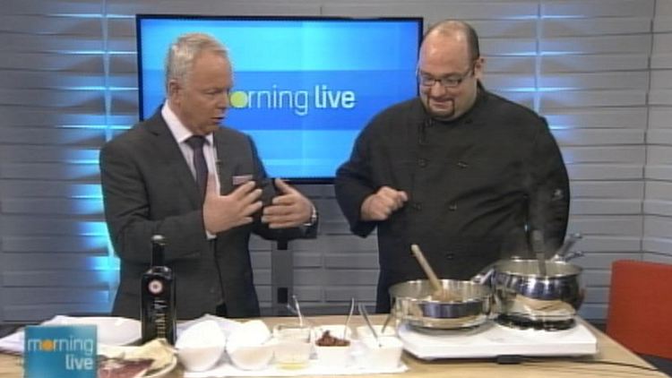 Bob Cowan with Buonanotte executive chef Davide Iannaci; Morning Live, January 13, 2015