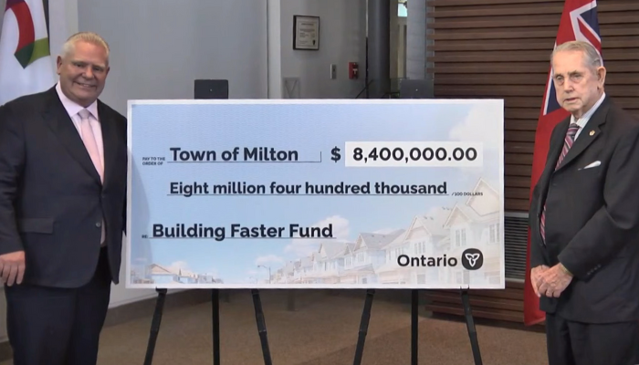 Ford awards Milton with $8.4 million for exceeding 2023 housing target