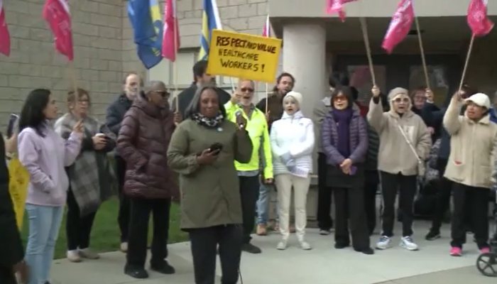Amica Dundas retirement home workers rally for higher wages