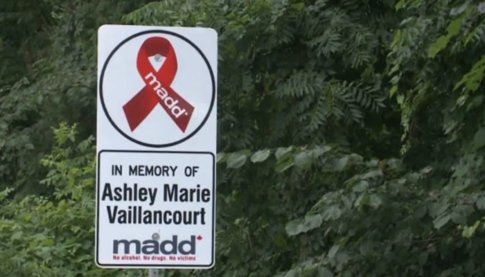 Ashley Vaillancourt roadside memorial