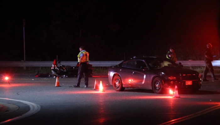 police car motorcycle crash