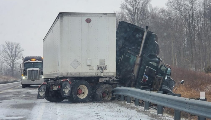 transport truck diesel spill Highway 6