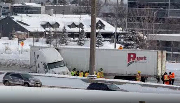 Jackknifed truck Jan. 26, 2026