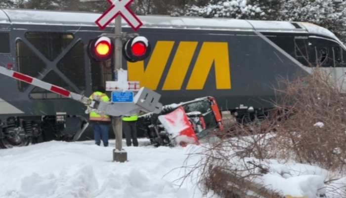 train hits snowplow Scarborough