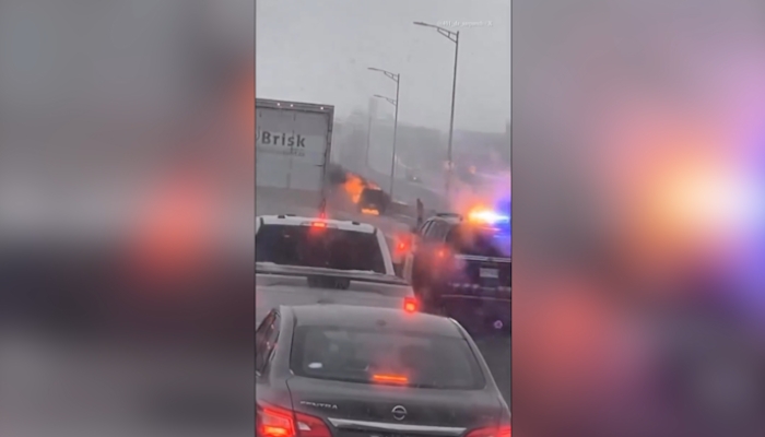 truck fire Burlington Skyway
