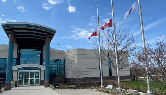 Fort Erie flags lowered Burdett Sisler