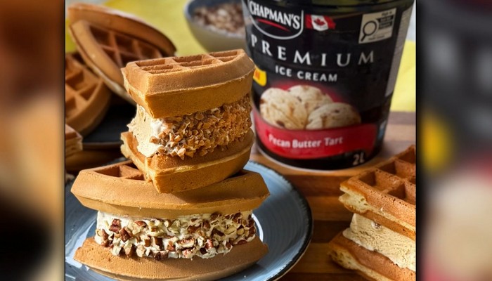 Waffle ice cream sandwiches
