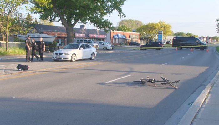 cyclist hit by car Oakville